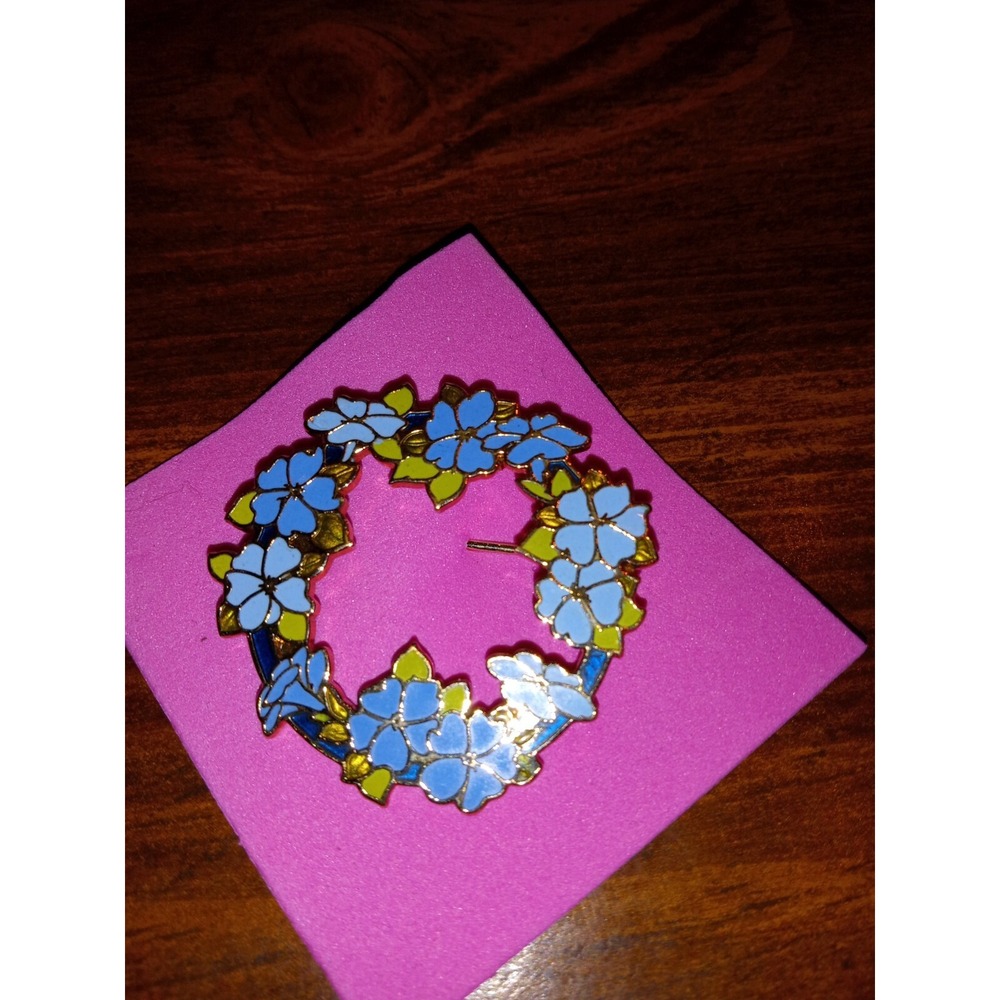 VINTAGE 1980 HALLMARK‎ BLUE/GREEN FLOWER BROOCH/PIN